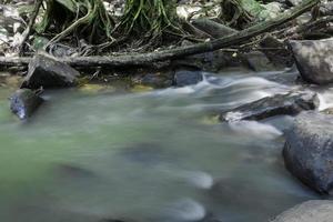 cascada del bosque o arroyo del bosque. agua que cae de la pendiente de piedra. foto