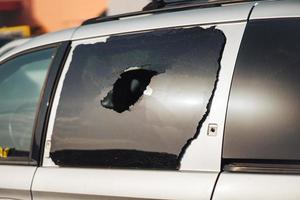 Theft from a parked car, intruders broke the rear window. photo