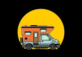 Van box camper illustration badge design vector