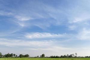 landscape views of the countryside or rice fields with sky and clouds, Clearing day and Good weather in the morning. photo