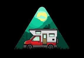 Van box camper illustration badge design vector