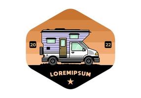 Van box camper illustration badge design vector