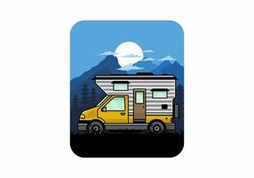 Van box camper illustration badge design vector