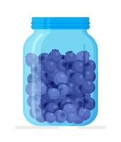 Vector illustration of a can of blueberries. Harvesting the berries.