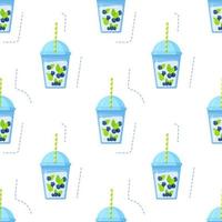 Vector pattern with summer lemonade from blueberries.
