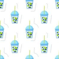 Vector pattern with summer lemonade from blueberries.