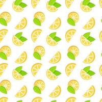 Lemon vector pattern with green leaves.