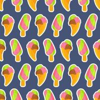 Vector illustration of characters pattern. Infinite ice cream sticker pattern.
