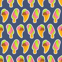 Vector illustration of characters pattern. Infinite ice cream sticker pattern.