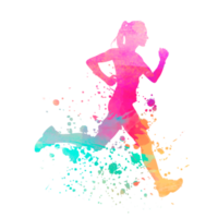 silhouette ragazza in esecuzione png, femmina corridore sublimazione disegno, silhouette acquerello, maratona, in esecuzione donne, digitale download png