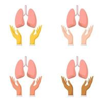 Set of hands gestures with lung vector