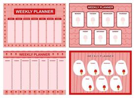 Weekly planner, kids schedule design template vector