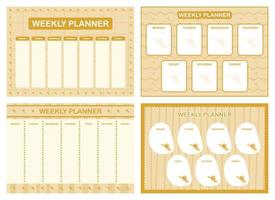 Weekly planner, kids schedule design template vector