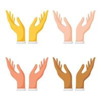 Set of hands gestures on white background vector