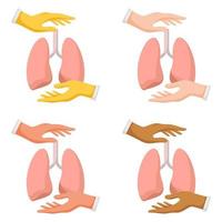 Set of hands gestures with lung vector