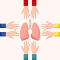 Set of hands gestures with lung vector