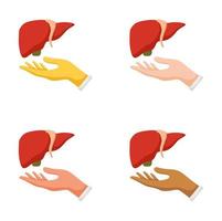 Set of hands gestures with liver vector