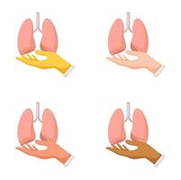 Set of hands gestures with lung vector