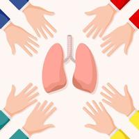 Set of hands gestures with lung vector