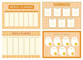 Weekly planner, kids schedule design template vector