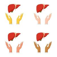 Set of hands gestures with liver vector