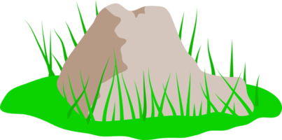 roca, piedra rodeada de hierba ilustración dibujada a mano png