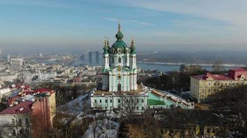 Aerial view of St Andrews Church in Kyiv, Ukraine video
