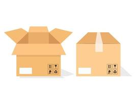 carton square boxes in open and closed view vector