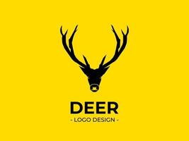 el diseño del logotipo del ciervo negro con un fondo amarillo es adecuado para ser utilizado como logotipo de empresa o como referencia de diseño de logotipo. vector