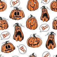 pumpkin set on white background seamless pattern vector