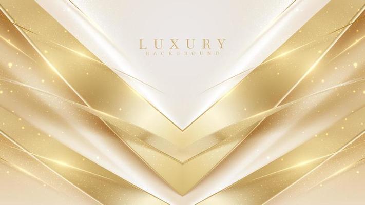 Luxury gold triangle background with sparkling light elements with bokeh decorations.