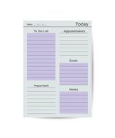 Daily Planner Template Ready for Print with Space for To-Do List, Schedule, Activities, Appointments vector