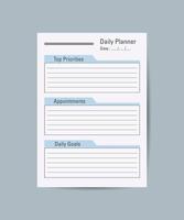 Vector daily planner print template. Pages for effective planning. Sheets of paper. Vector illustration design