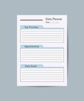 Vector daily planner print template. Pages for effective planning. Sheets of paper. Vector illustration design