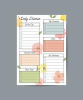 Planner with original design of plants, flowers, leaves. Cute vector planner for everyday notes. Notepad, notebook, notes.