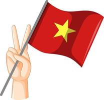 bandera de vietnam con la mano de la paz vector