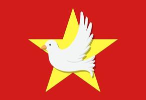 Vietnam flag with white dove vector