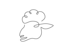 One continuous single line hand drawn of goat sheep head isolated on white background. vector