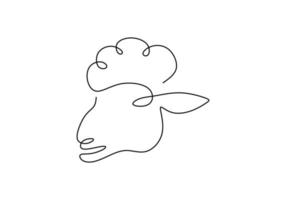 One continuous single line hand drawn of goat sheep head isolated on white background. vector