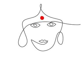 One continuous single line india woman for india independence day vector