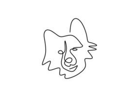 One continuous single line of dog head for international dog day vector