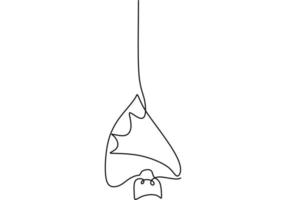 One continuous single line hanging owl for international bat night vector