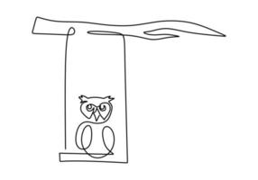 One continuous single line of hanging owl vector