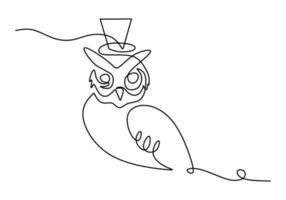 One continuous single line of cute owl for international owl awareness vector