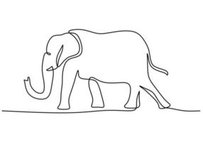 One continuous single line of big elephant for world elephant day vector