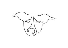 One continuous single line of dog head for international dog day vector