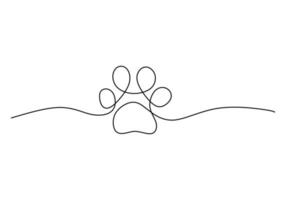 One continuous single line of cat footprint for international cat day vector