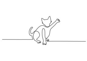 One continuous single line of standing cat for international cat day vector