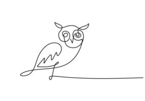 One continuous single line of cute owl international owl awareness day vector