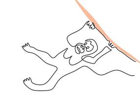 One continuous single line of hanging orangutan vector